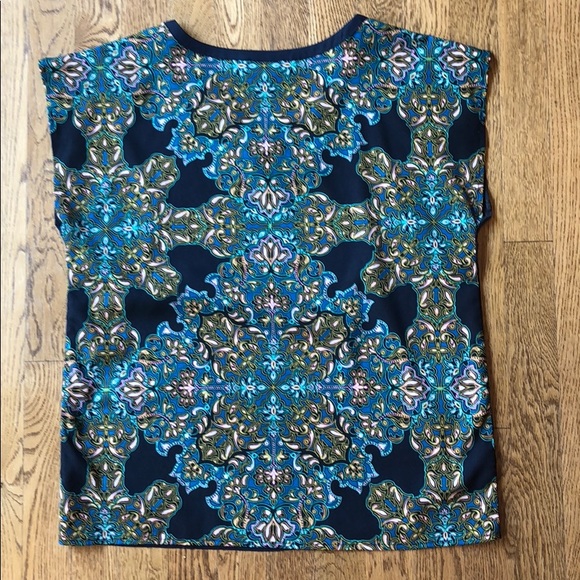 Navy & Turquoise Paisley Blouse - Picture 2 of 2